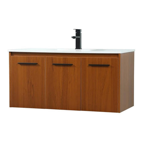 Elegant Decor Penn 40" Aluminum Alloy MDF Single Bathroom Vanity in Teak