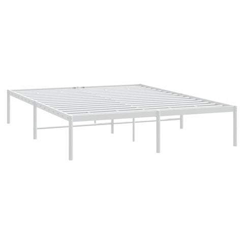 vidaXL 12-Inch White Metal Queen Bed Frame, Heavy-Duty Construction with Under-Bed Storage for Modern Bedroom, No Box Spring Needed & Easy Assembly, No Mattress
