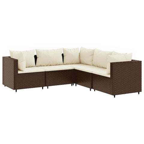 vidaXL 7 Piece Patio Lounge Set with Cushions Brown Poly Rattan - Perfect for Backyard, Terrace, Patio, Garden, Deck - Weather-, Modular Design, Comfy Cushions, Elegant Glass Table