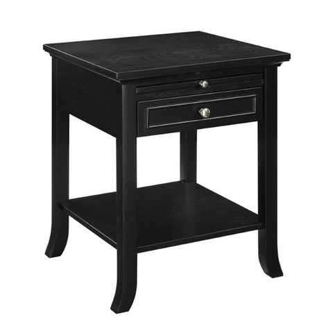 Convenience Concepts American Heritage Logan 1 Drawer End Table with Pull-Out Shelf, Black