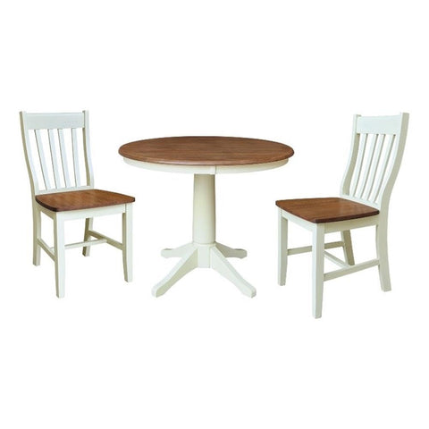 IC INTERNATIONAL CONCEPTS 36" Round Top Pedestal Dining Table with 2 Cafe Chairs - Multi-Color
