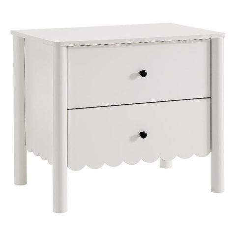 Modway Emmeline Scalloped 2-Drawer Nightstand in White