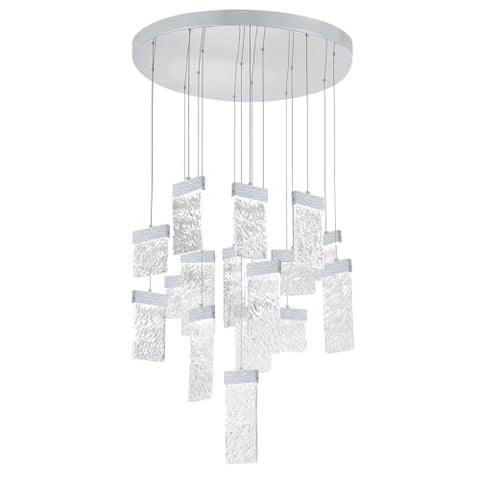 CWI Lighting Carolina 32'' Modern LED Chandelier with Pewter Finish for Living Room, Dining Room, Foyer – Integrated LED, No Bulb Required – BACL Certified with 3-Year Warranty