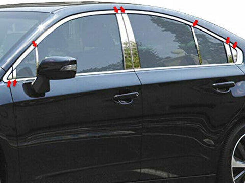 QAA is Compatible with 2015-2019 Subaru Legacy 16 Piece Stainless Pillar Post Trim, Includes kit #PP15449 Plus Front Most Pieces. PP15444