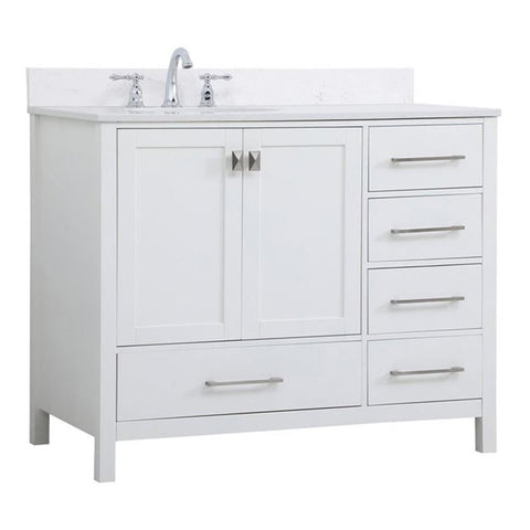 Elegant Decor Irene 42" Solid Wood Single Bathroom Vanity w/Backsplash in White