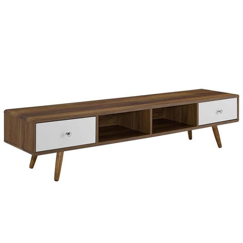 Modway Transmit 70" Media Console Wood TV Stand, 70 Inch, Walnut White