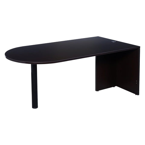 Oakestry Mocha Bullet Office Desk Thermal Fused Laminate Surface with 3mm PVC Edge Banding Durable Scratch Resistant Full Length Modesty Panel Integrated Cable Management