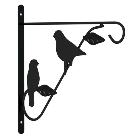 vidaXL Wall-Mounted Hanging Basket Brackets - Black Powder-Coated Steel, Outdoor/Indoor Decor, 4 Pcs, Supports Planters, Lanterns, Bird Feeders, Includes Mounting Hardware