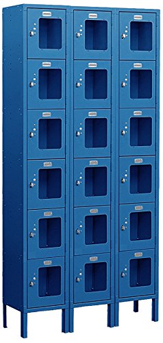 Salsbury Industries S-66365BL-U Six Tier Box Style 36-Inch Wide 6-Feet High 15-Inch Deep Unassembled See Through Metal Locker, Blue