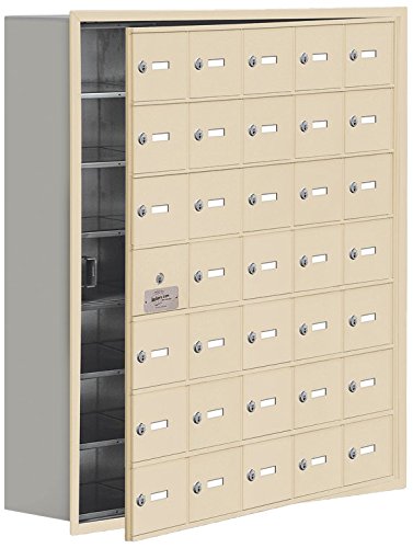 Salsbury Industries 19178-35SRK Cell Phone-Access Panel-7 Unit Recessed Mounted-Keyed Locks with 8-Inch Diameter Compartments, Sandstone