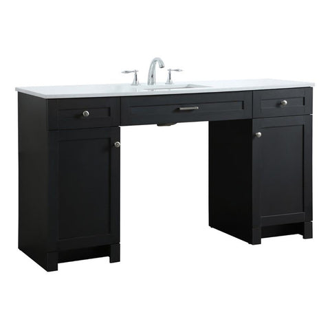 Elegant Kitchen and Bath Cooper 60" Solid Wood Bathroom Vanity in Black