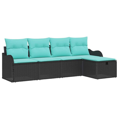 vidaXL Garden Sofa Set with Cushion with Storage 5 pcs Poly rattan, Modular outdoor sofa set for garden and patio, lightweight, UV-resistant, with storage for comfy lounging
