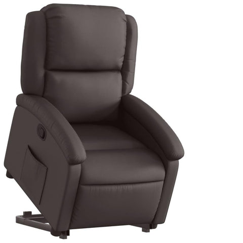 vidaXL Dark Brown Real Leather Power Lift Recliner Chair - Motorized Elderly Stand-Up Assist, Manual Lounge Tilt, Comfort Armchair, 3205937