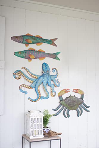 HAND HAMMERED RECYCLED METAL OCTOPUS WALL HANGING