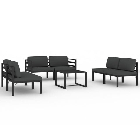 vidaXL Patio Lounge Set 7 Piece with Cushions Garden Outdoor Lawn Yard Terrace Balcony Seat Seating Sofa Furniture Aluminum Anthracite