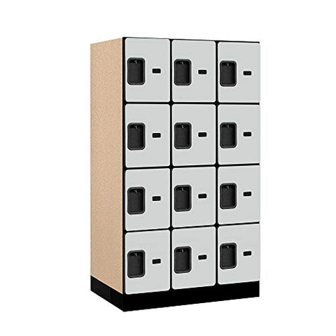 Salsbury Industries Four Tier Designer Wood Locker, Gray, 5' 3" x 21"