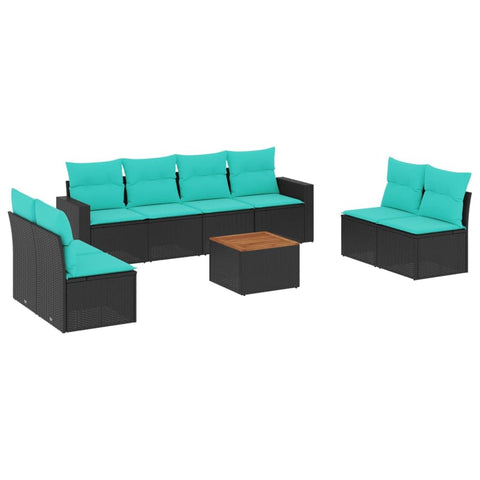 vidaXL Patio Sofa Set with Cushions 9 Piece, Outdoor Conversation Set with Storage, Patio Furniture Set, Modern Style, Black Poly Rattan
