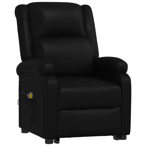vidaXL Massage Chair, Electric Lift Chair for Elderly, Recliner Chair for Home Theater Cinema with Side Pocket, Black Faux Leather
