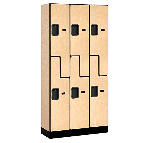 Salsbury Industries Double Tier 'S' Style Designer Wood Locker, Maple, 6' 3" x 15"