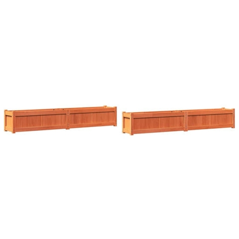 vidaXL Garden Planters Outdoor Flower Box 2 Pcs - Wax Brown Solid Pine Wood, Rectangular, 70.9" x 12.2" x 12.2" - Ideal for Gardens, Balconies, Patios