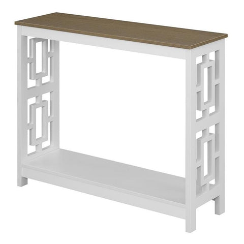 Convenience Concepts Town Square Console Table with Shelf, Driftwood/White