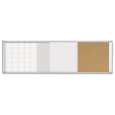 magnetic calendar combo board 48 x 18 white surface aluminum frame