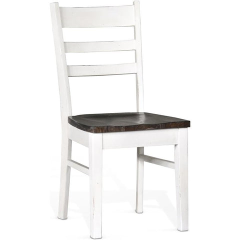Sunny Designs Carriage House 18" Ladderback Chair in White/Dark Brown (Set of 2)