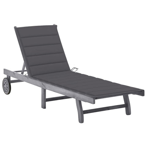 vidaXL Patio Lounge Chair, Outdoor Chaise Lounge Chair with Adjustable Backrest, Sunlounger with Cushion, Sunbed for Backyard, Solid Acacia Wood