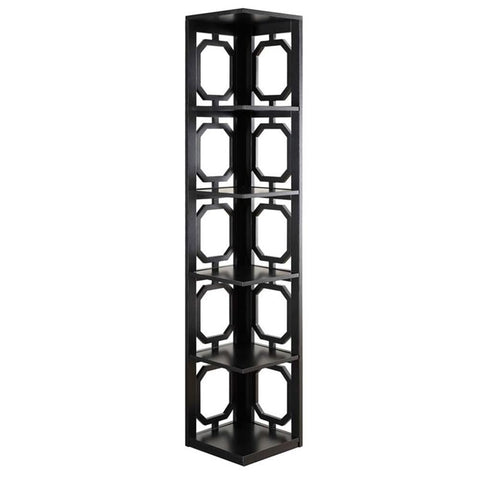 Convenience Concepts Omega 5 Tier Corner Bookcase, Black