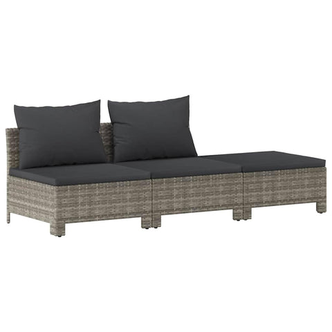 vidaXL Contemporary 3 Piece Garden Lounge Set Grey | Includes Cushions Poly Rattan & Powder Coated Steel Comfort and Stylish Design Perfect for Outdoor Relaxation Furniture Patio Sofa