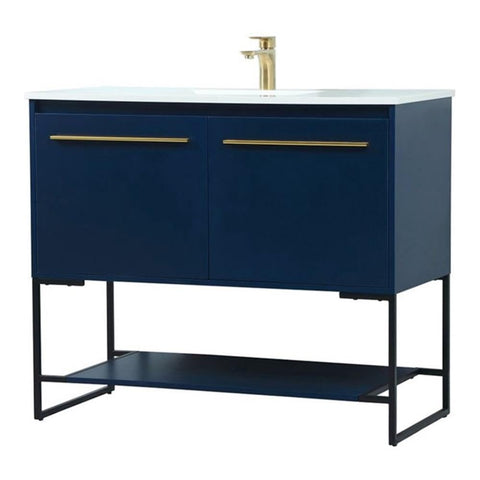 Elegant Decor Sloane 40" MDF and Steel Single Bathroom Vanity in Blue