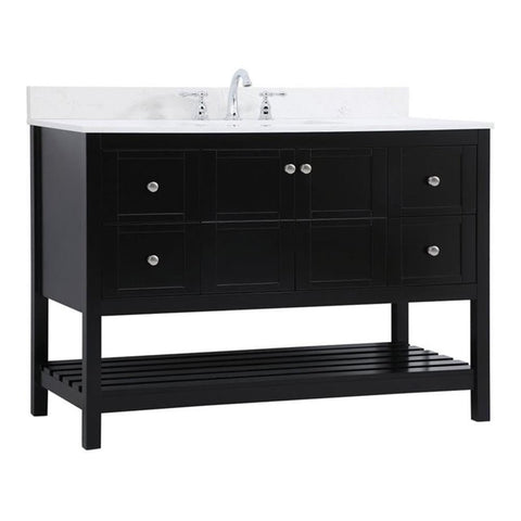 Elegant Decor Theo 48" Solid Wood Single Bathroom Vanity w/Backsplash in Black