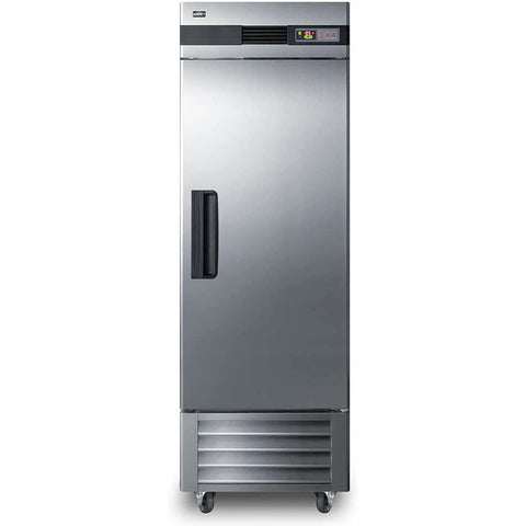 Summit SCFF237 28"" Reach-In Freezer with 23 cu. ft. Capacity Forced Air Cooling Automatic Defrost Open Door Alarm and 6"" Casters in Stainless Steel