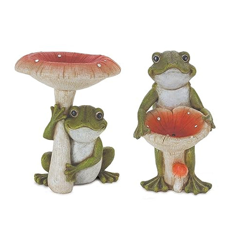 Melrose International Garden Frog with Mushroom (Set of 2)