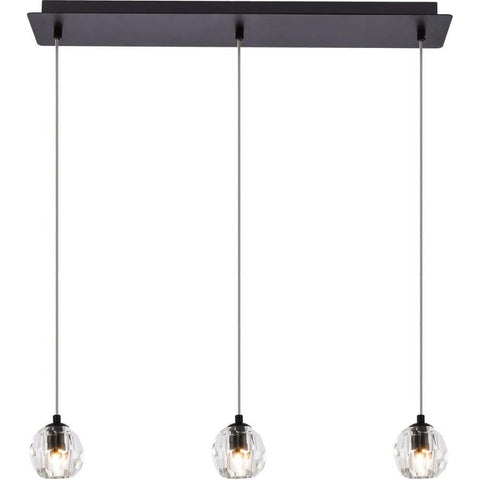 Elegant Lighting Luxurious Eren Adjustable Hanging 3 Lights Pendant for Living Room, Kitchen, Bedroom & Hallway, Black