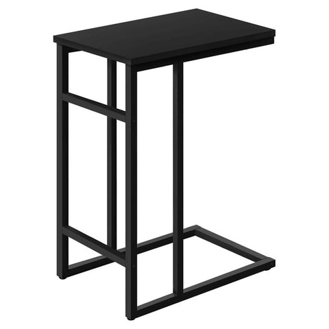Monarch Specialties I 2170 Accent Table, C-Shaped, End, Side, Snack, Living Room, Bedroom, Metal, Laminate, Black, Contemporary, Modern