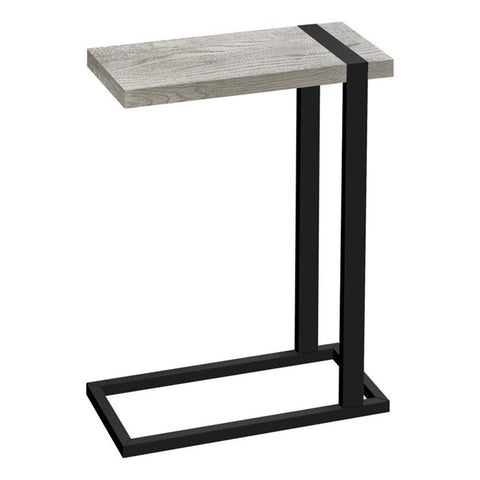 Monarch Specialties I 2858 Accent Table, C-Shaped, End, Side, Snack, Living Room, Bedroom, Metal, Laminate, Grey, Black, Contemporary, Modern