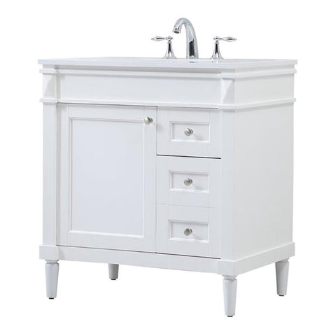 Elegant Decor Indoor Modern Under Sink Bathroom Fixtures Storage Organizer Cabinet 32 inch Single Bathroom Vanity - White