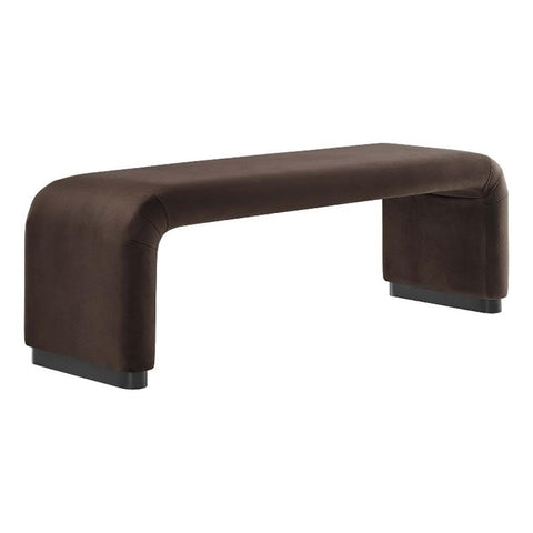 Modway EEI-6734-BLK-CHB Koda Performance Velvet Waterfall Long Bench, Black Chocolate Brown