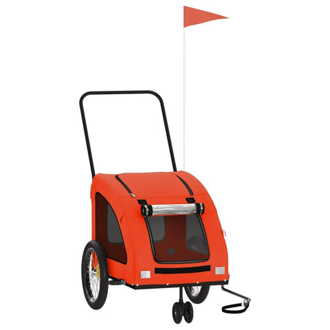 vidaXL Pet Bike Trailer in Orange & Gray - Sturdy Iron Frame, Comfortable Oxford Fabric, Ventilated with PVC Cover, Reflective Safety Features, Multifunctional Use, 53.9" L Cargo Area