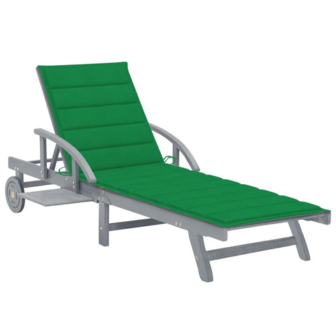 vidaXL Solid Acacia Wood Patio Sun Lounger with Cushion Seating Wooden Seat Garden Chair Balcony Backyard Furniture Outdoor Lounge Bed