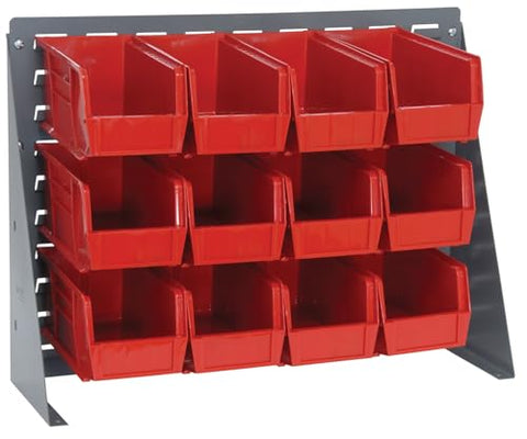 Quantum Storage Systems QBR-2721-230-12RD Ultra Bin Complete Bench Rack Package with 12 Ultra Bins, 27" x 8" x 21" , Red