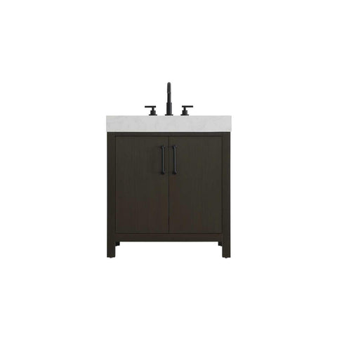 ELEGANT Kitchen and Bath 30 inch Single Bathroom Vanity in Mocha Brown