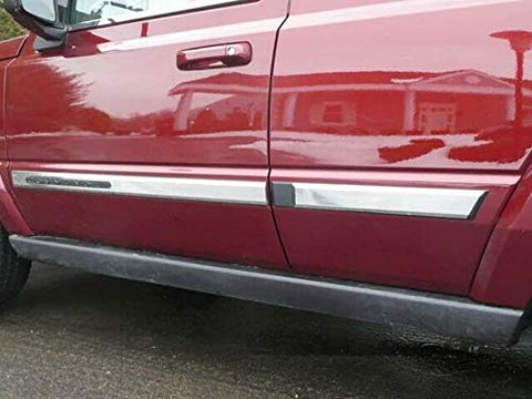 QAA is Compatible with 2006-2010 Jeep Commander 4 Piece Stainless Body Molding Insert Trim Kit, with Logo Cut Out MI46095