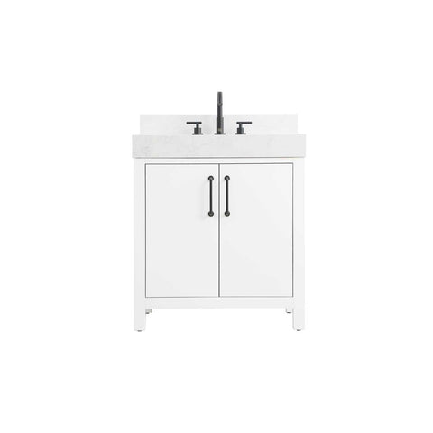 Elegant Kitchen and Bath 30" Single Bathroom Vanity in White with Backsplash