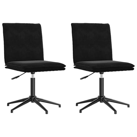 vidaXL Dining Chairs Set of 2 - Black Velvet Kitchen/Dining/Guest Room Chair, Adjustable Height 15"-18.9," Metal/Wood Frame, Modern Seating
