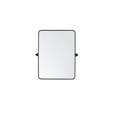 Elegant Decor Everly 32x24 Soft Corner Rectangle Aluminum Mirror in Black