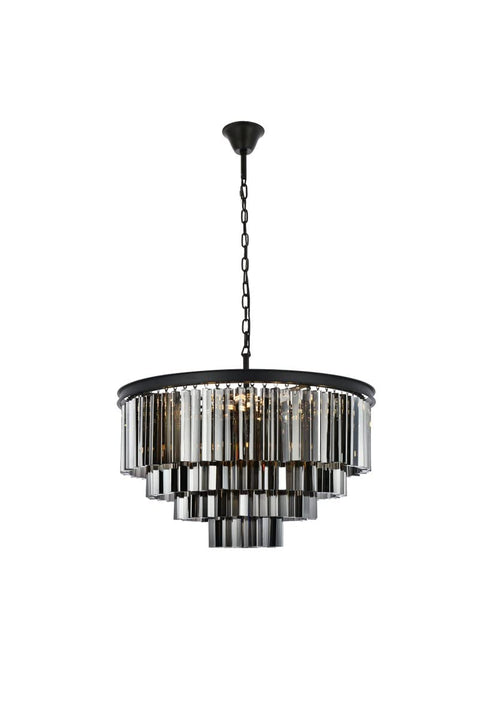 Elegant Lighting Sydney Collection 17-Light Pendant Lamp with Royal Cut Silver Shade Crystals, Mocha Brown Finish