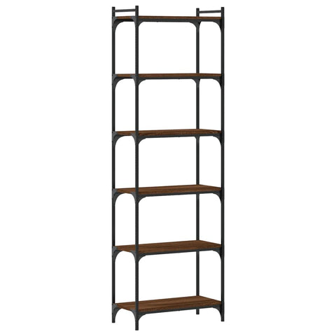 vidaXL 5-Tier Brown Oak Bookcase - Engineered Wood and Metal Frame - Ample Storage - Adjustable Feet for Stability'