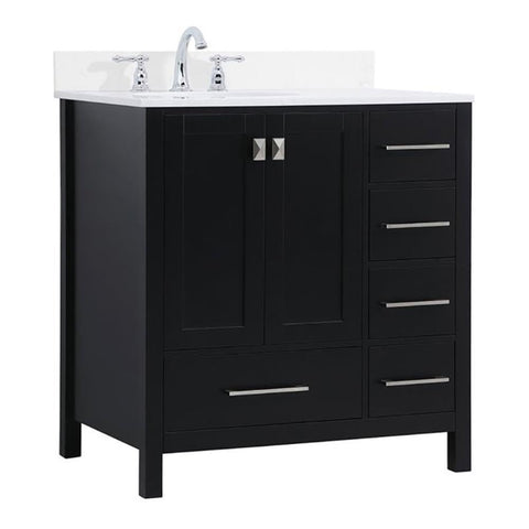 Elegant Decor Irene 32" Solid Wood Single Bathroom Vanity w/Backsplash in Black